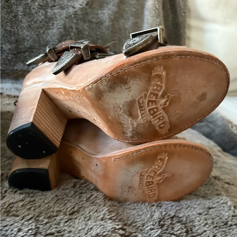 Freebird by Steven Taupe and Brown Buckle Heels - Picture 2 of 4